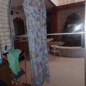 Me & Magic Woman's Long Romper SZ XL Blue and White Stripes